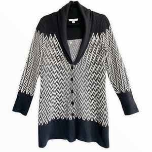 Vintage Liz Claiborne Black White Chevron Cardigan